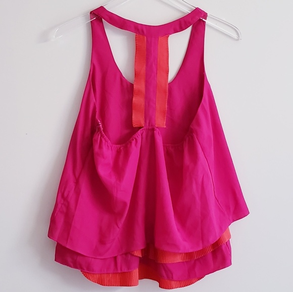 Layered pink and orange tank top. - Picture 2 of 7